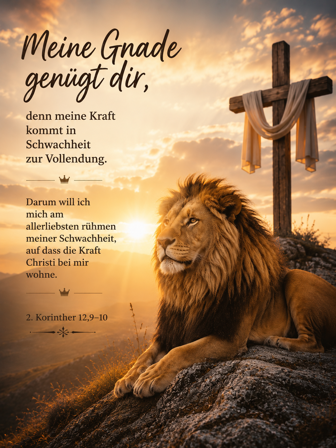 „Lass dir an meiner Gnade genügen;denn meine Kraft ist in den Schwachen mächtig.“ (2. Korinther 12,9–10)